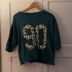 Grayson Threads Teal Short Sleeve Tee with Leopard '90' Graphic